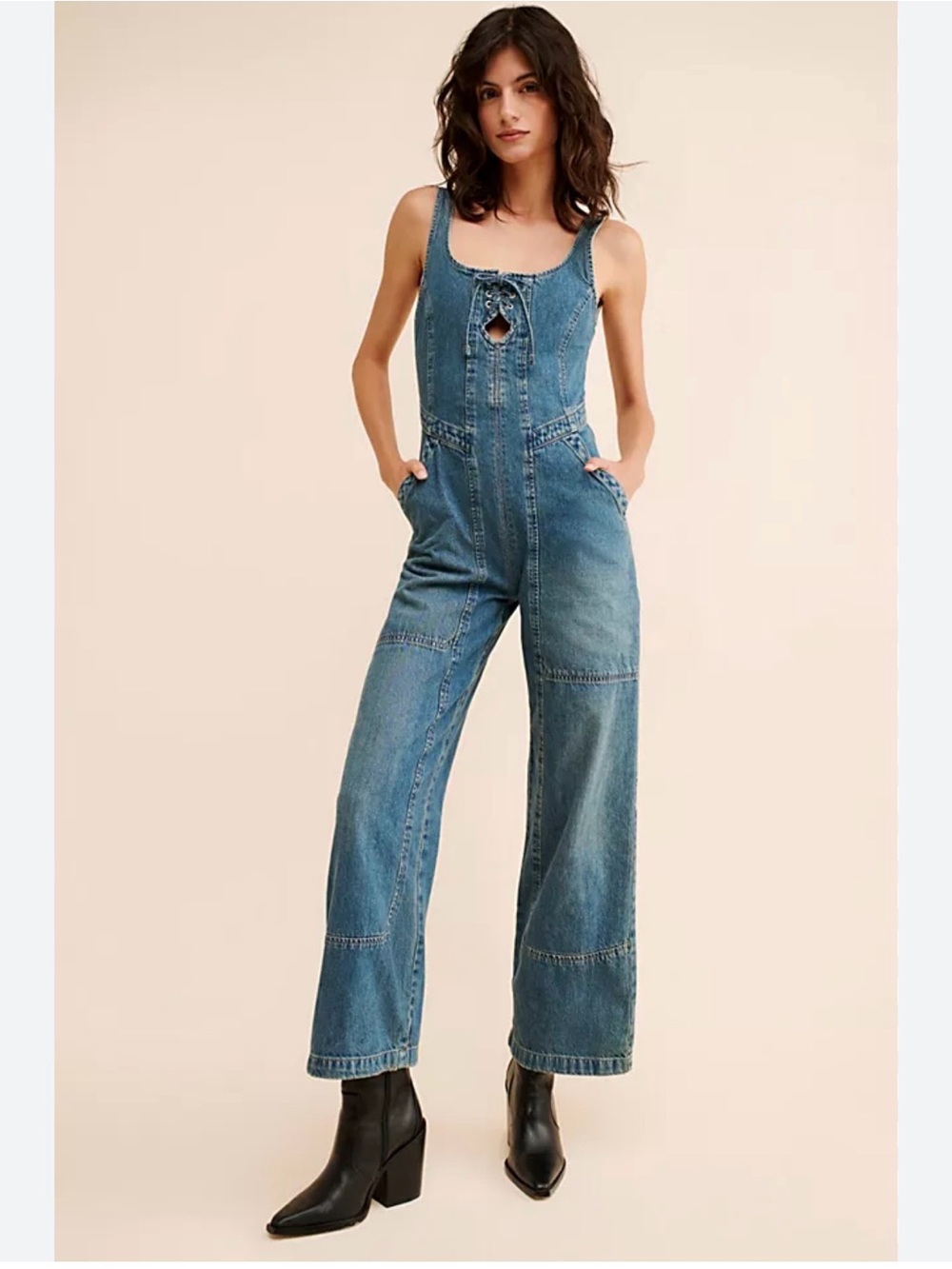 EUC free people Amina Wide-Leg One-Piece Jumpsuit